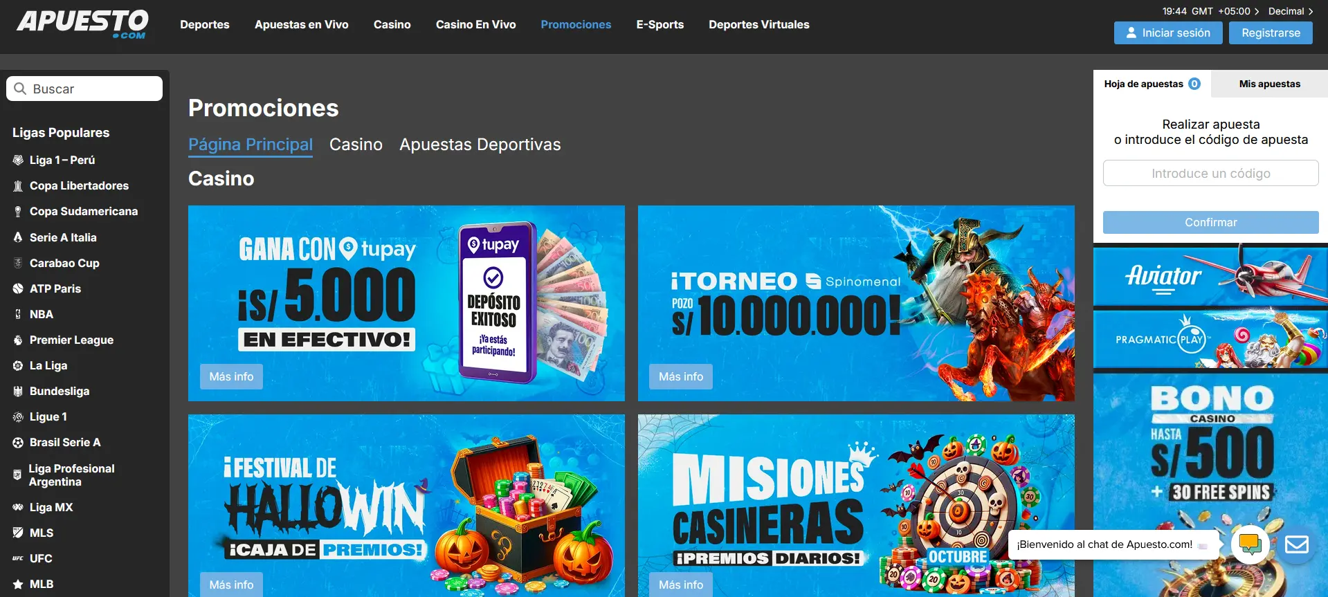 Bonificaciones y promociones de Apuesto en Perú