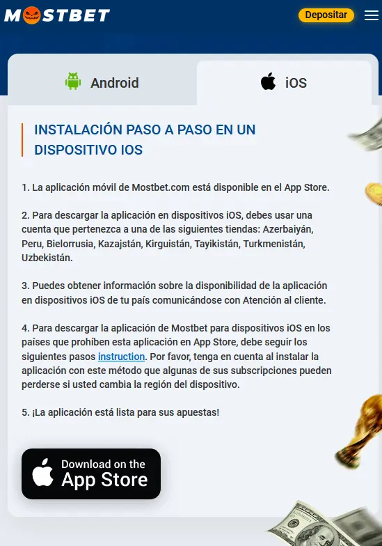 Cómo descargar e instalar la app de Mostbet en IOS en Perú