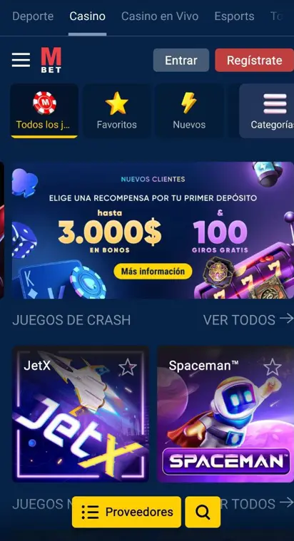 Juegos de casino en la aplicación Marathonbet