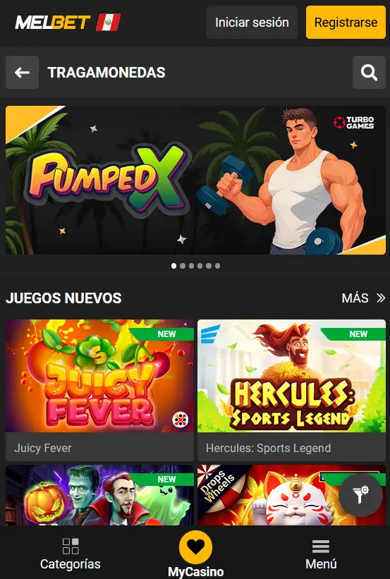 Juegos de casino en la aplicación Melbet