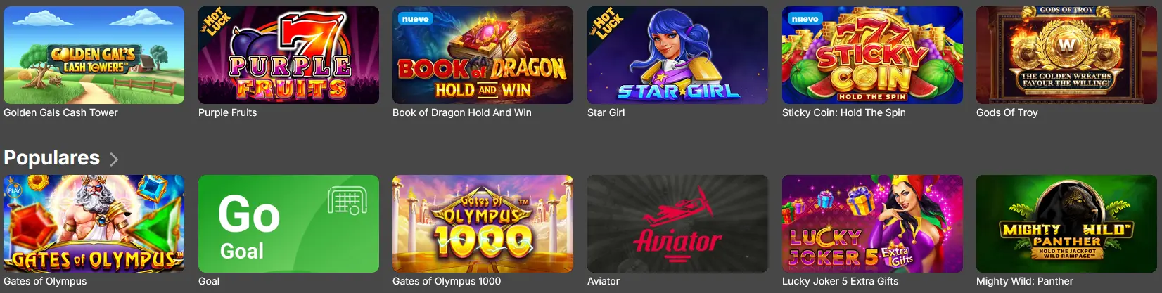 Variedad de juegos