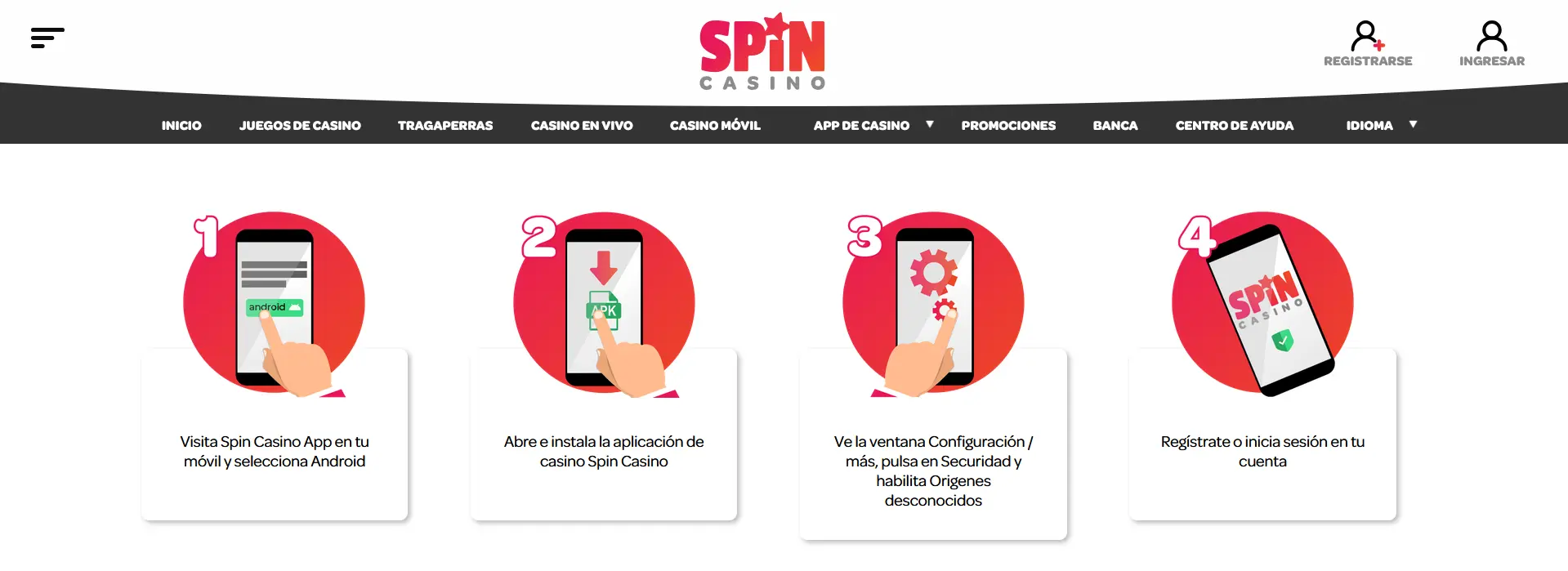 ¿Cómo descargar e instalar la aplicación Spin Casino en Android en Perú