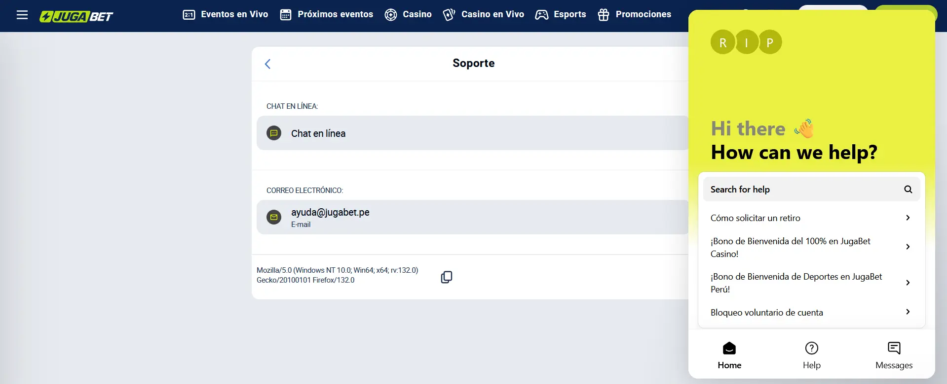Atención al cliente de Jugabet en Perú Atención al cliente de Jugabet en Perú