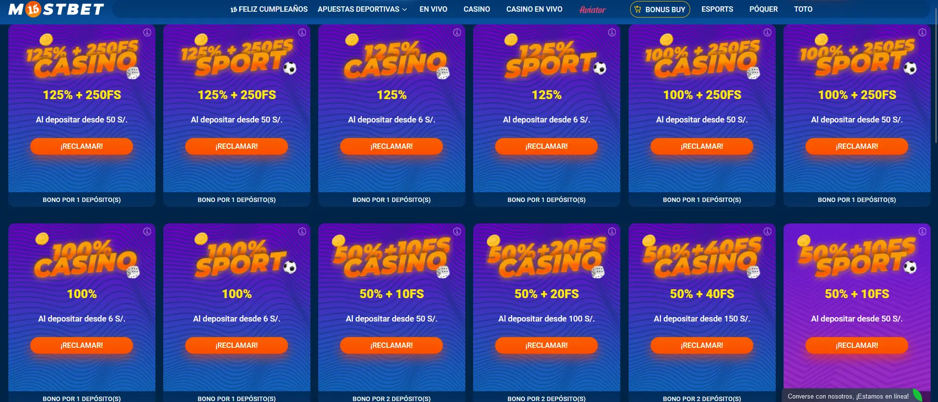 Bonificaciones por el primer depósito en Mostbet