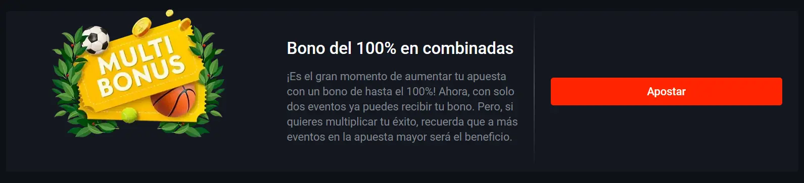 Bono del 100% en combinadas - Pin Up