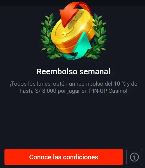 Cashback semanal - Pin Up
