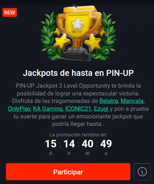 Jackpots de hasta en PIN-UP