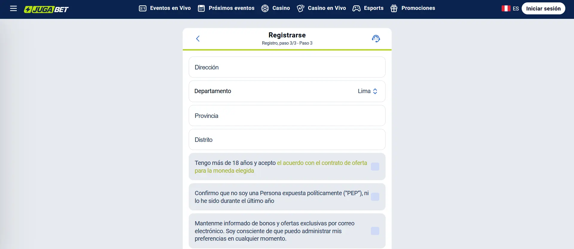 Paso 3 - Información sobre la dirección Paso 3 - Información sobre la dirección