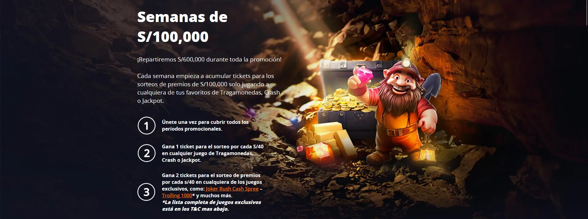 Semanas de S/ 100000 en Betsson
