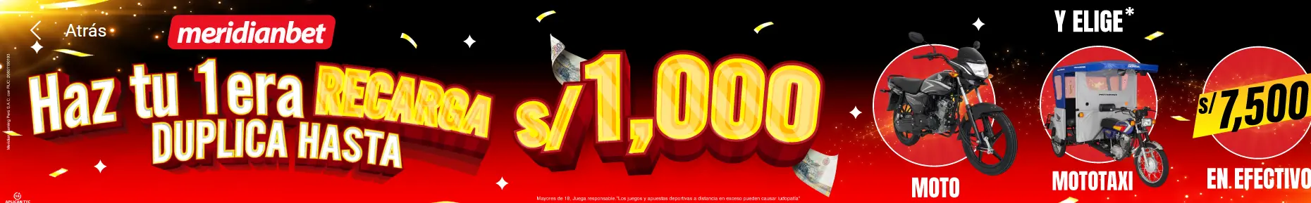 1000 soles sin rollover en Meridianbet